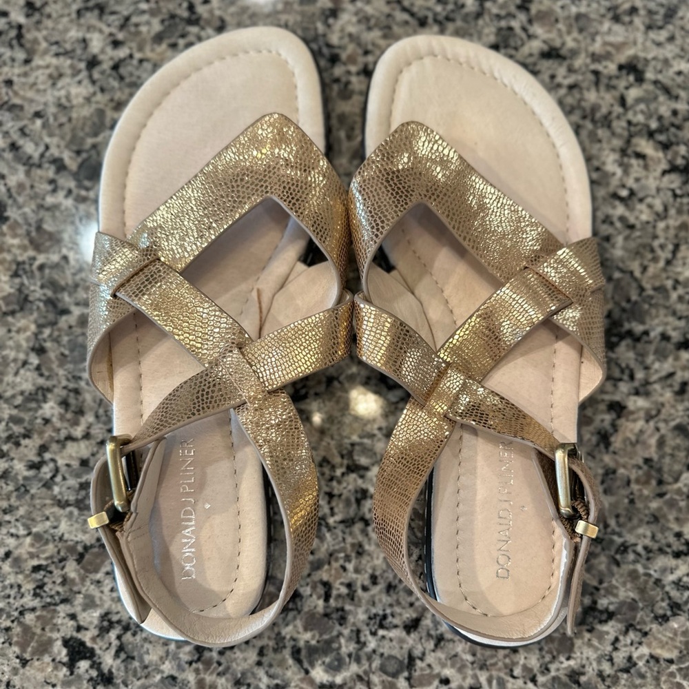 Donald J. Pliner Thong Sandals in Gold, Size 9M